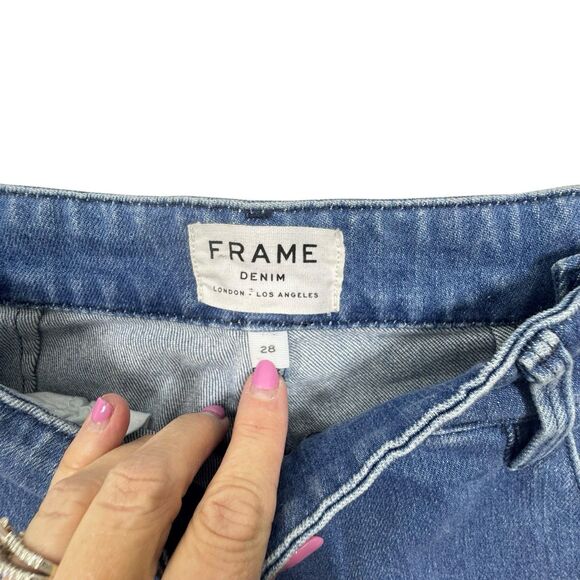 Frame Flounce Jeans Side Zip High Rise  FSZ415 Delavan Blue SZ 28 - Picture 5 of 11